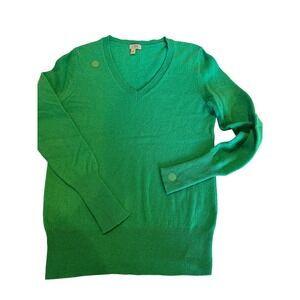 Halogen‎ Womens Green Cashmere V-Neck Sweater M St Patrick's Day Classic